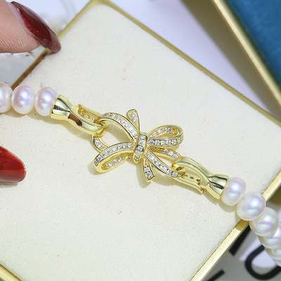 DIY parts S925 Sterling Silver Luxurious atmosphere Pearl Necklace Buckle Sweater chain clip Connect Jewelry clasp
