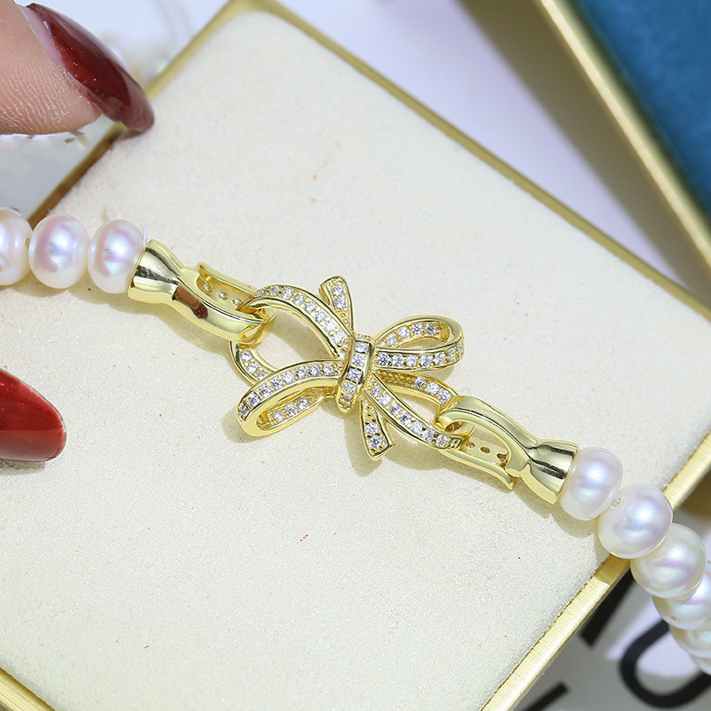 DIY parts S925 Sterling Silver Luxurious atmosphere Pearl Necklace Buckle Sweater chain clip Connect Jewelry clasp