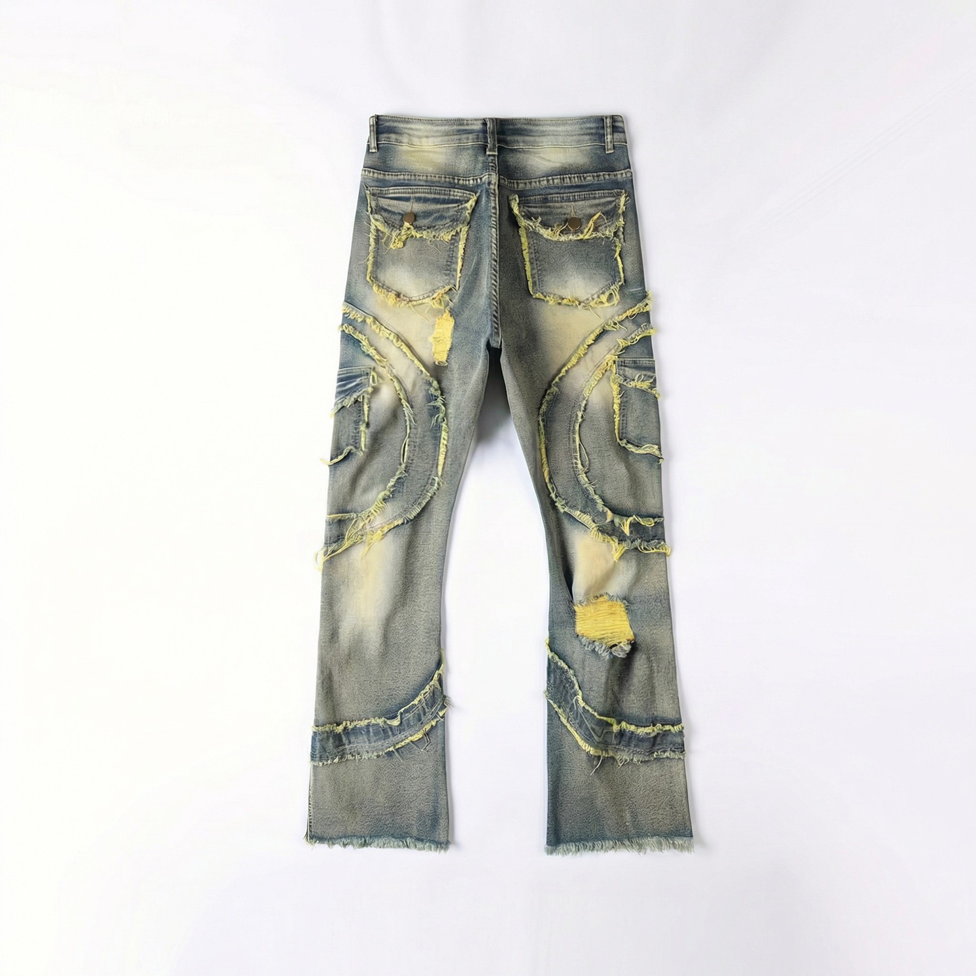 Transfronterizo para hombres europeos y estadounidenses agujeros microliscados Jeans elásticos Amazon Aliexpress TEMU nuevo