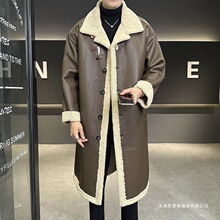 2024新款皮毛时尚一体保暖长款男士外套加厚冬季百搭皮草大衣潮