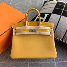 『高定款』真皮铂金包鳄鱼皮拼接拼色半手工蜡线雾面togo头层牛