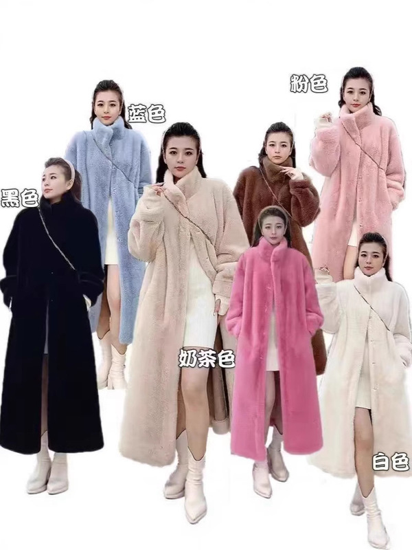 2025 秋と冬の新しい厚いロングスタンドカラー模造ミンクファーコート女性の環境に優しい若いスタイルの毛皮のコート|undefined