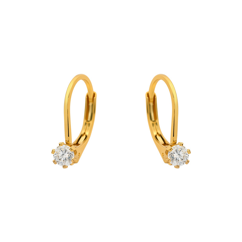 Xuping diseño simple seis garras un solo aretes de orejas de zircón ligero de lujo nicho transfronterizo orejas de aleación de cobre para mujeres