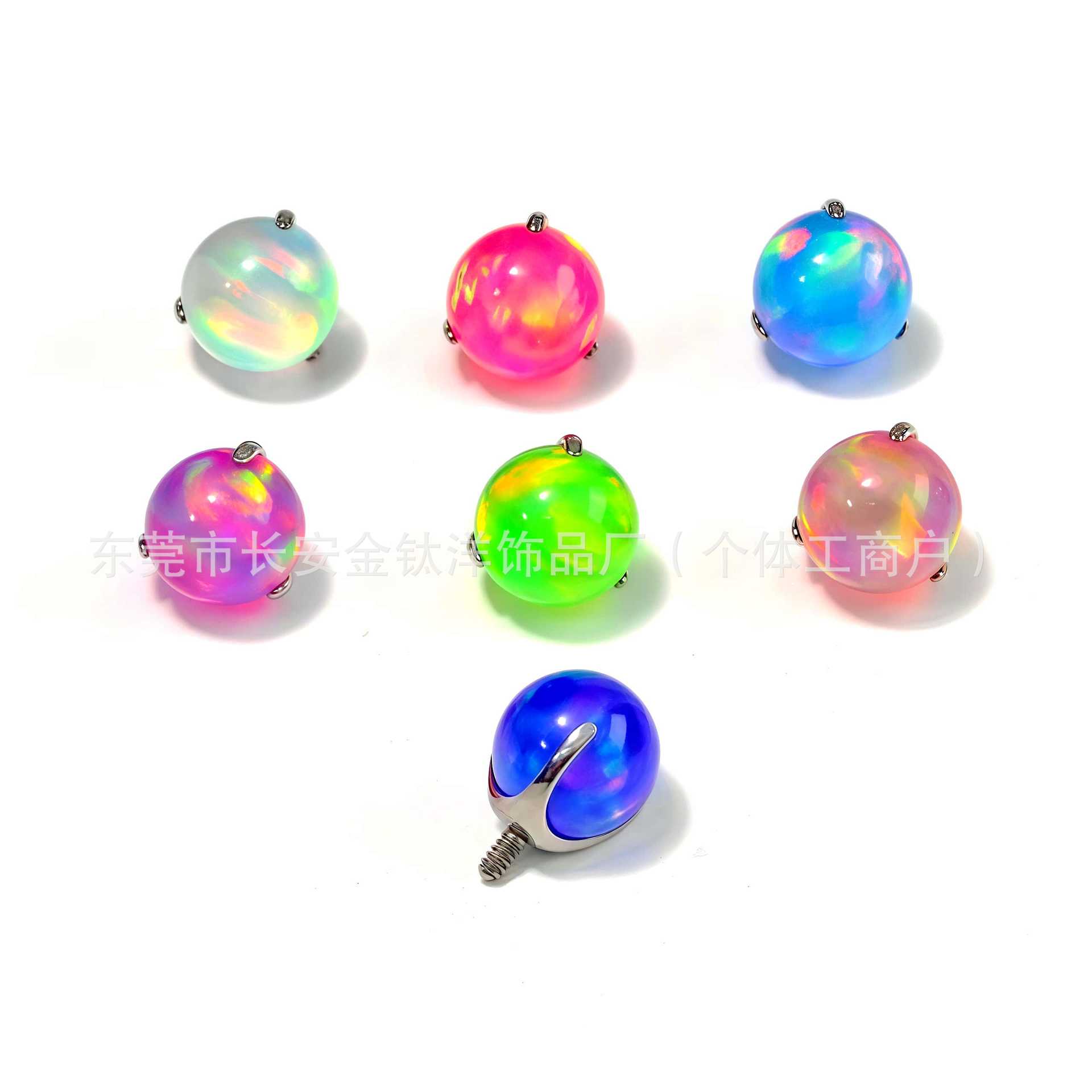 F136 Titanium Aurora Jelly Opal Tongue Nail Earring Lip Labret Stud - G23 Titanium Alloy Body Piercing Jewelry detail image 8