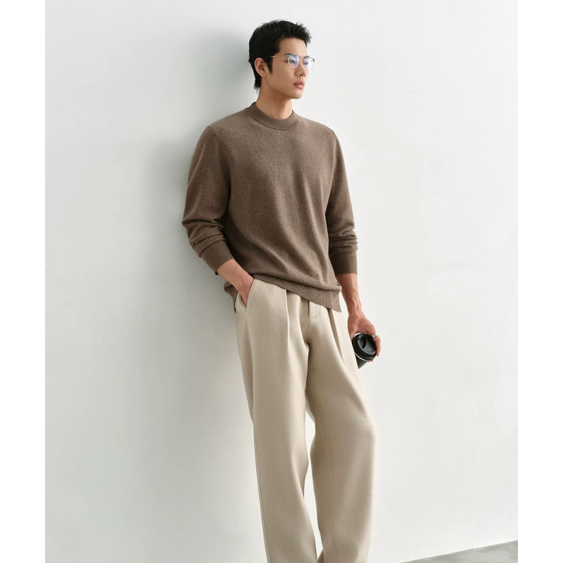 [100 Cashmere Practical King] Winter Men's Round Neck Pullover Pure Cashmere Sweater Loose Bottoming with Thick Sweater