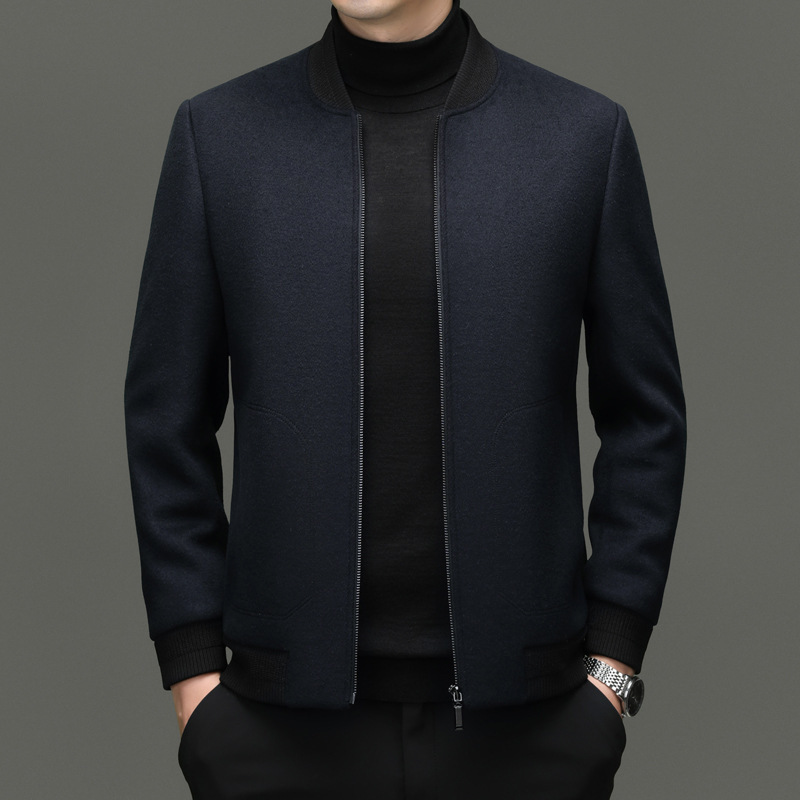 Yagor Men's 2025 Men's Full Wool Jacket Baseball Collar Zipper Cotton Liner Thickened Woolen Jacket