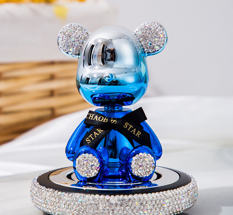 Creative diamond-encrusted shaking head violent bear ornaments car perfume aromatherapy cartoon bear car perfume decorations