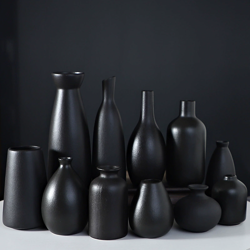 Nordic ins Wind матовая черная керамическая ваза оптом сушеные цветы гостиная настольные украшения Моделирование цветок