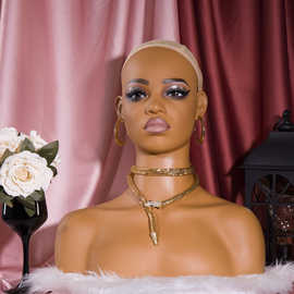 非洲模特头 项链拍照双肩仿真假人头模型 女假发半身道具头模批发