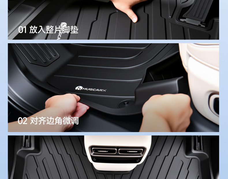 Universal car floor mats made of injection-molded TPE, one-piece design, anti-fouling, easy to clean, suitable for all vehicles, healthy for mothers and babies