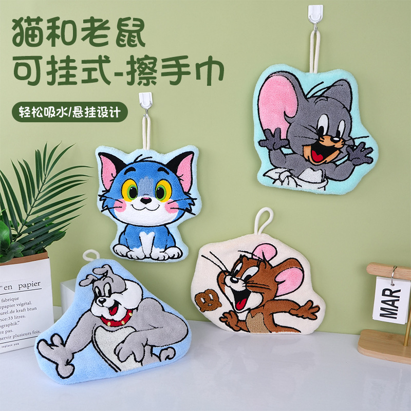 Coral Velvet Cartoon Animal Hand Towel Bathroom Cute Soft Hanging Small Towel Thickened Absorbent Rag Can Be Shipped on Behalf of Others