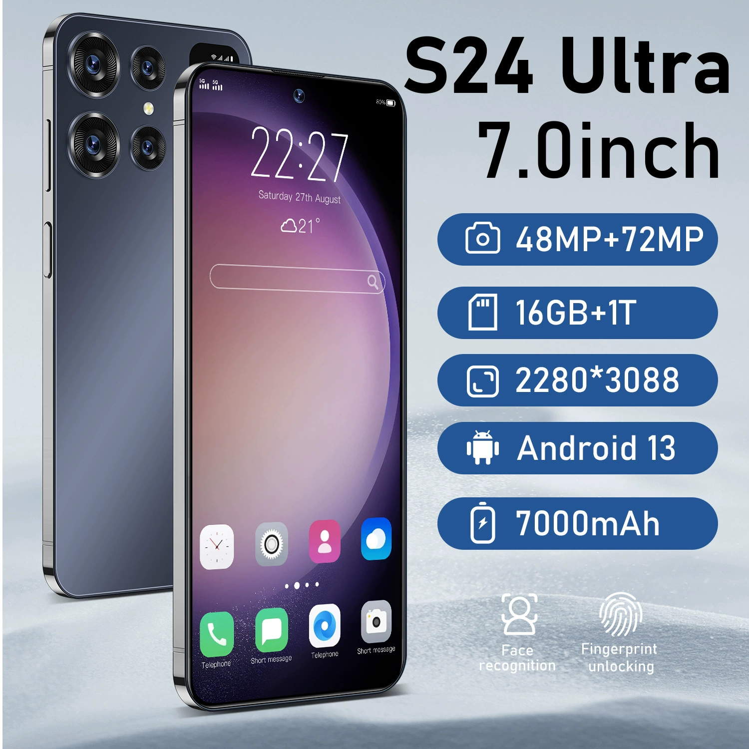 爆款跨境外贸手机S24Ultra7.0寸大屏高清16+1T大内存源头工厂代发