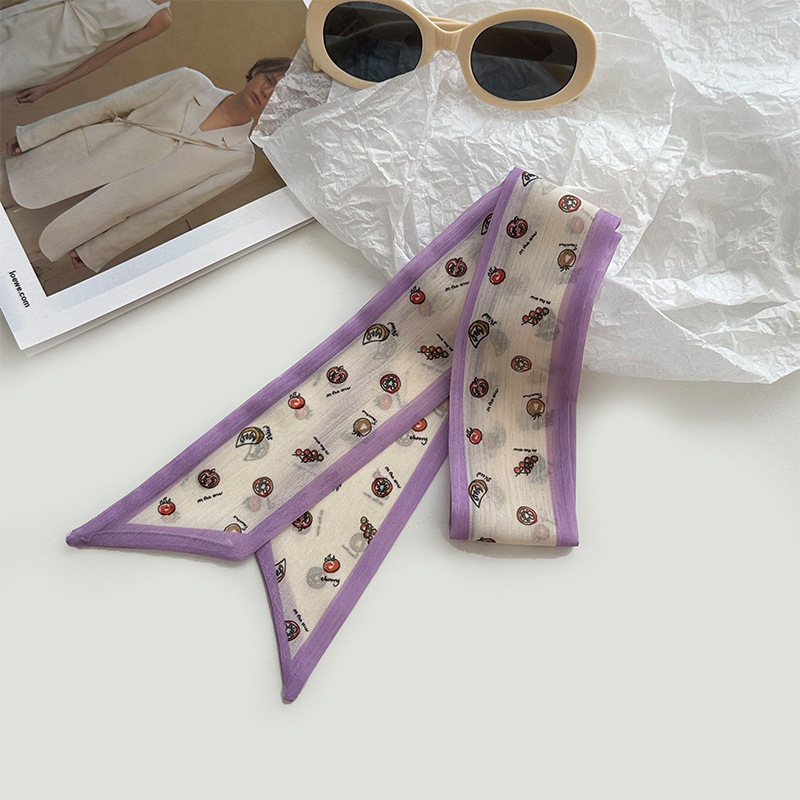 Bufanda de seda, atmósfera coreana, nuevo estilo, floral, pequeño, pañuelo fresco, cinturón para el cabello, bufanda decorativa, cinturón multiusos, bolsa atada, serpentina