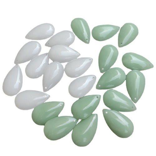White Jade Green Jade Large Water Drop Crystal Engraving Material Imitation Jade Water Droplet Pendant Crystal Necklace Accessory