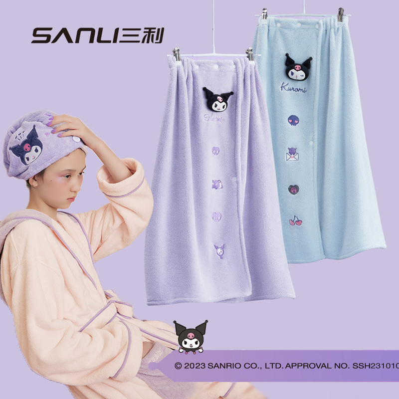 Sanli Towel Sanrio Joint Couple's Dry Hair Cap Wearable Bath Towel Bath Skirt Women's Cool Luomi Puppet Hair Band