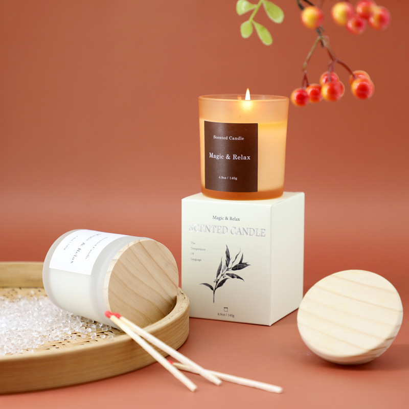 磨砂杯香薰蠟燭高級感禮盒家用無煙香味禮品手工蠟燭禮物跨境批發
