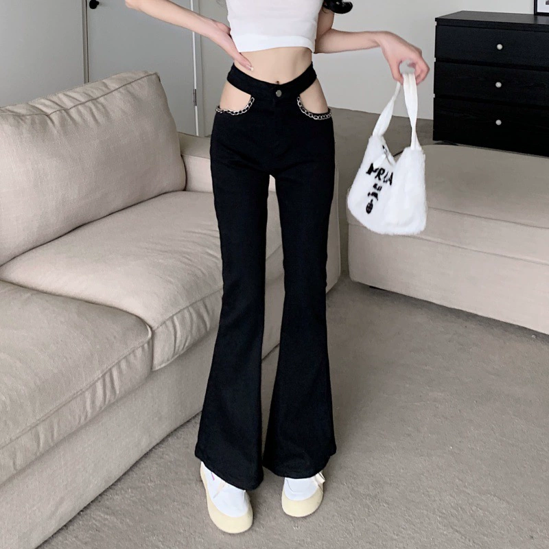 Реже цена!!! /Американский рог джинсы женские простые ретро черные тонкие горячие брюки