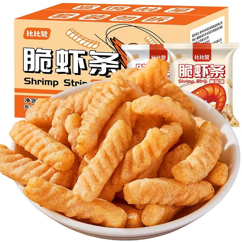 Бибизанские креветочные палочки навалом в коробке для детей повседневные закуски, большие подарочные пакеты оптом, воздушные продукты, хрустящие ломтики креветок