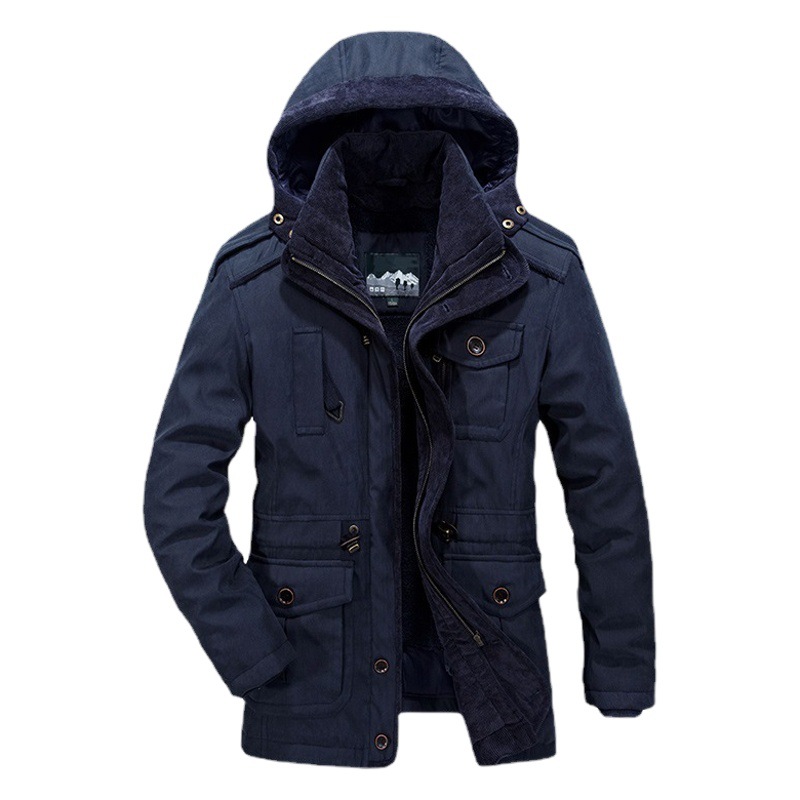 Chaqueta acolchada de algodón gruesa para hombre Chaqueta acolchada de algodón para hombre de otoño e invierno Chaqueta para hombre de mediana edad y ancianos de longitud media de dos piezas exclusivas transfronterizas
