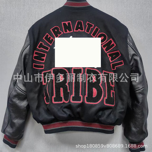 Factory Custom Light Luxury Fashion Trend Autumn and Winter Stand Collar American Men's Baseball Shirt Single-Breasted Jacket Top Layer Leather