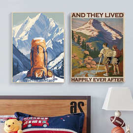 北欧抽象海报卧室帆布油画版画墙面艺术简约图片客厅家居装饰画