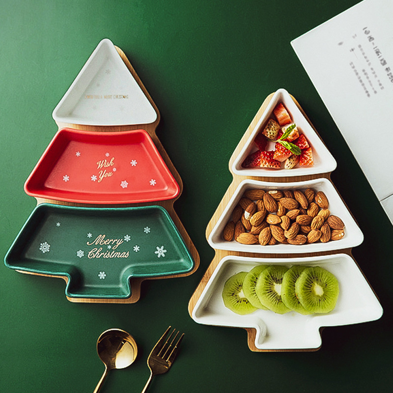 Japanese-style creative Christmas tree-shaped snack plate platter snack Fruit Bowl plate special dessert plate