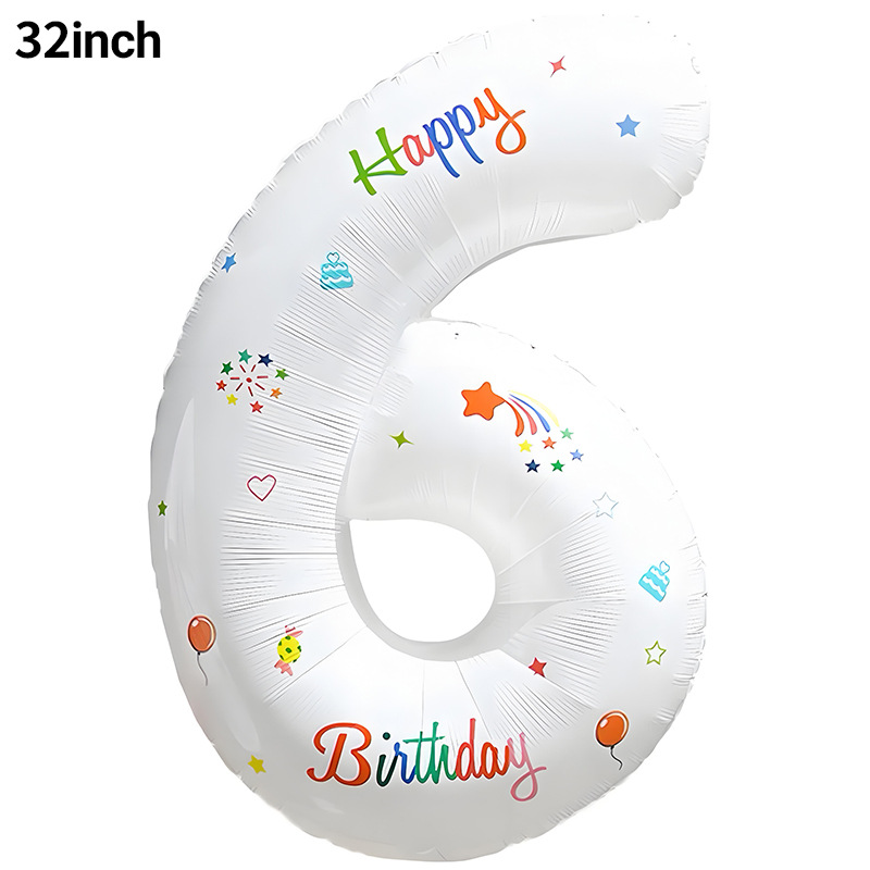 Globo digital blanco de 32 pulgadas para decoración de cumpleaños, de aluminio, para fiestas, fondo para fotos, accesorios de decoración