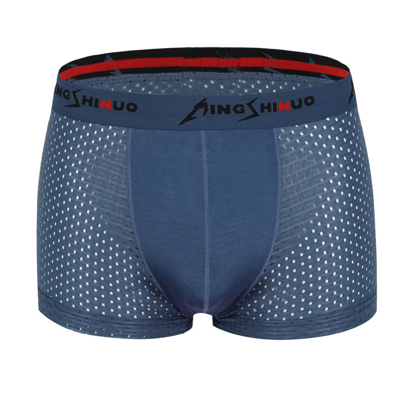 Calzoncillos Boxer de los hombres de seda de hielo verano malla transpirable malla hueco modal Boxer shorts cabeza fábrica al por mayor