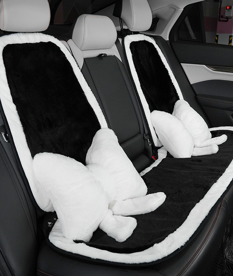 Blue Rain Plush Car Headrest Lumbar Support Bowknot Car Neck Pillow Cushion Simple Comfortable Soft Car Cushion