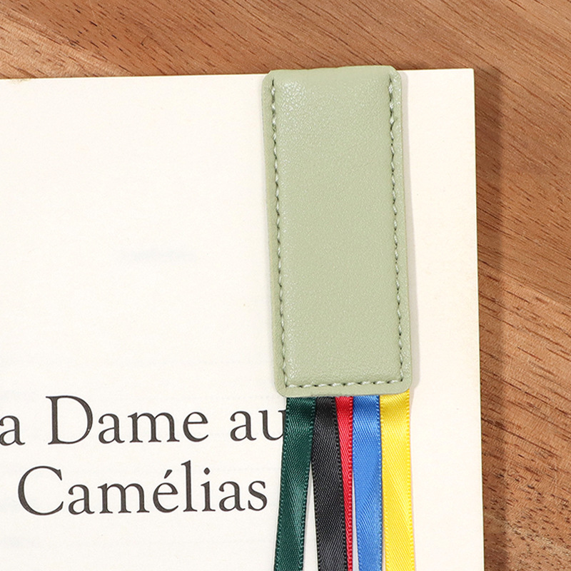 Cinta de cuero de estilo simple marcador cinta de cinco colores Biblia etiqueta cinta borla paginación nota logotipo imprimible