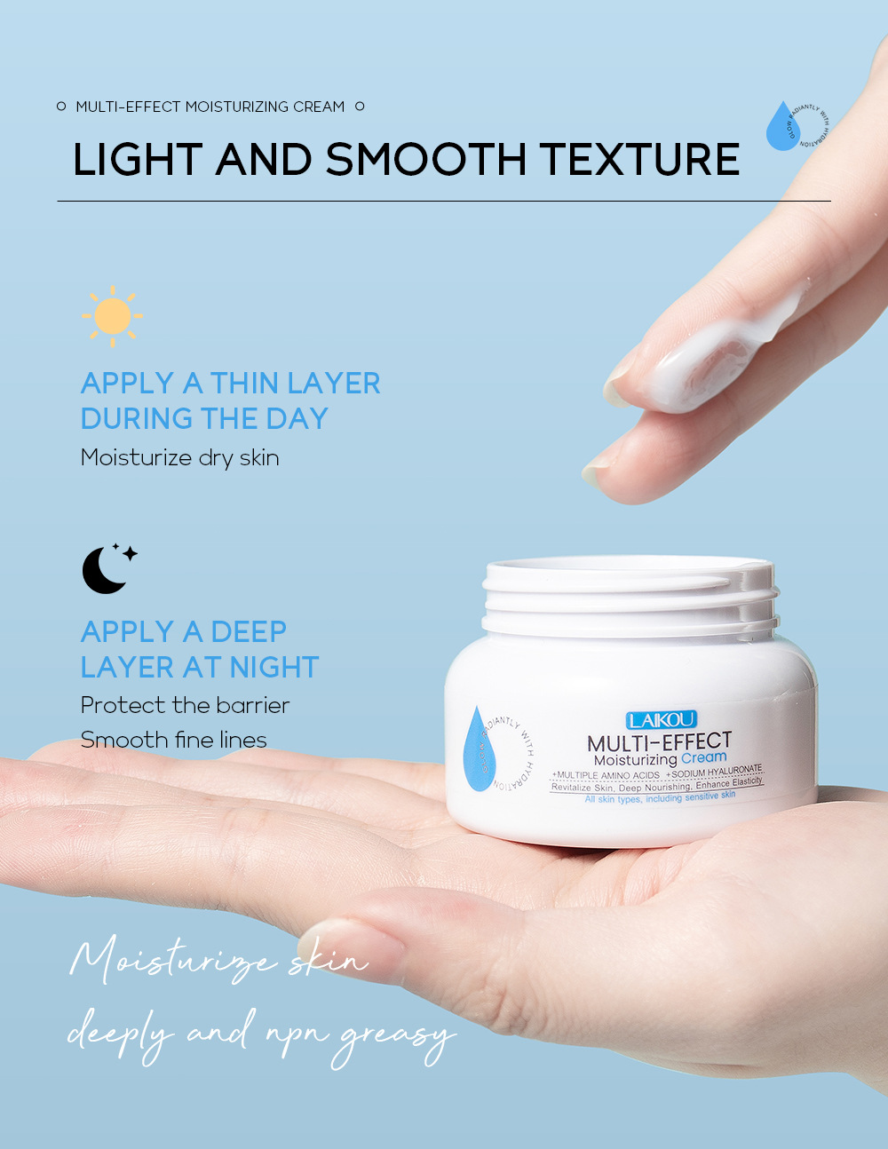 Cross-border LAIKOU Water Gel Cream 60g Hydrating and Moisturizing Cream Moisturizing Cream Moisturizing facial skin care undefined