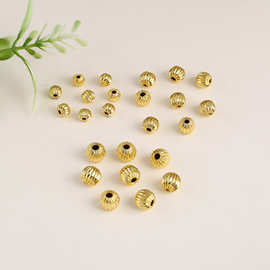 电镀24K金色圆珠铜镀圆形凹凸珠手工DIY串珠饰品珠宝配件厂家直销