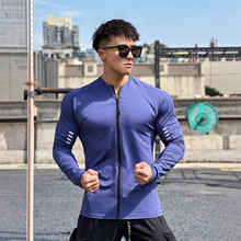 新款肌肉健身男士篮球兄弟训练衣服百搭宽松运动拉链长袖t恤上衣