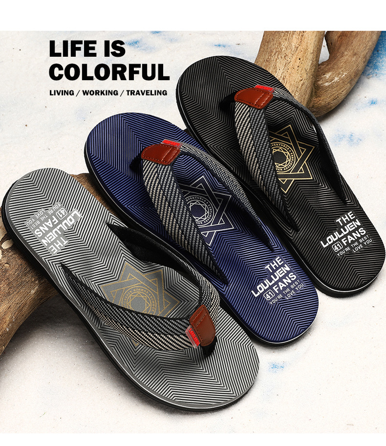 Wholesale of new beach flip-flops for men, summer anti-slip and foot-hugging casual cool flip-flops, and trendy thick-soled men's slippers Application Scenario