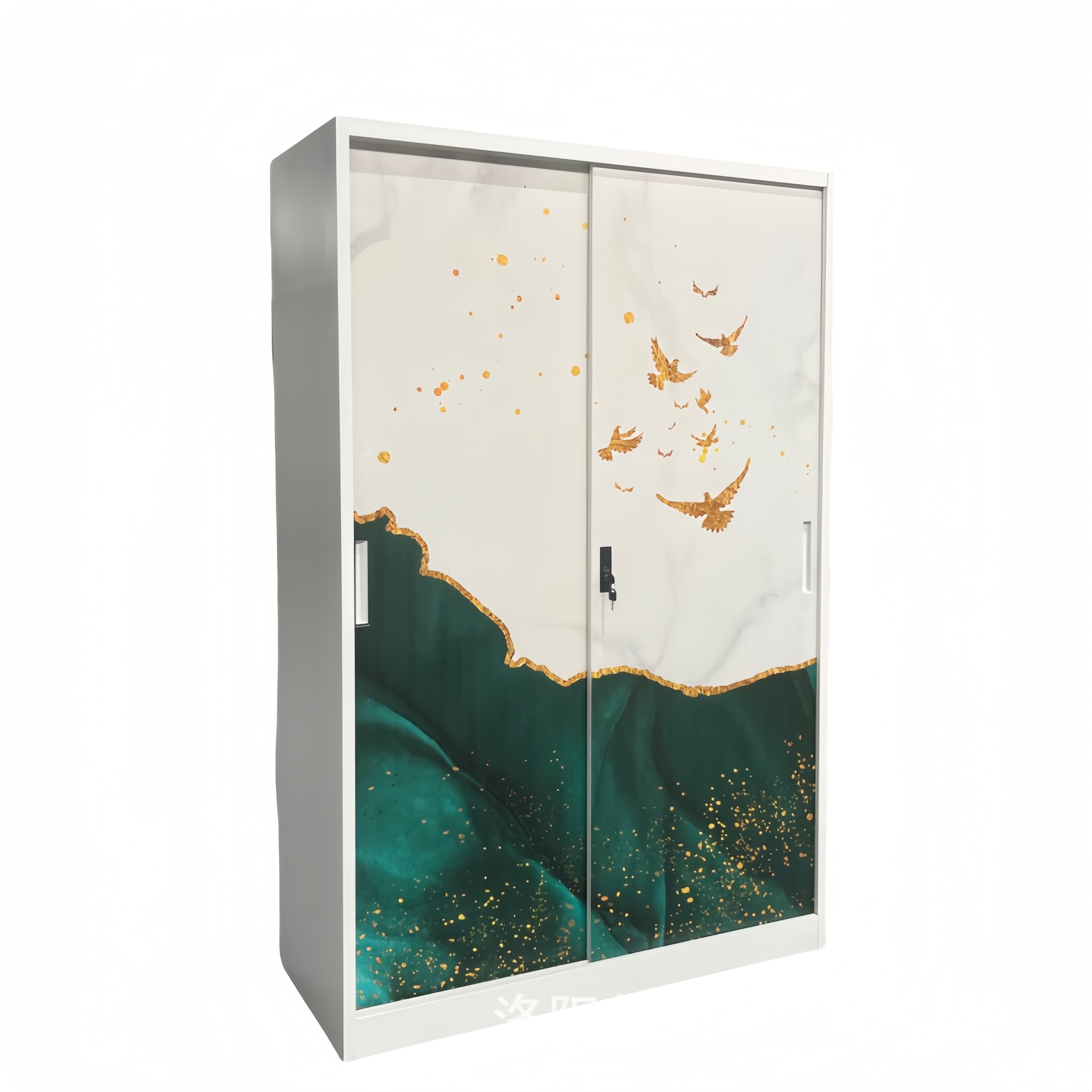 Personalizado hierro forjado dormitorio de acero impreso armario moderno puerta corredera armario armario combinado armario puerta deslizante armario image 6