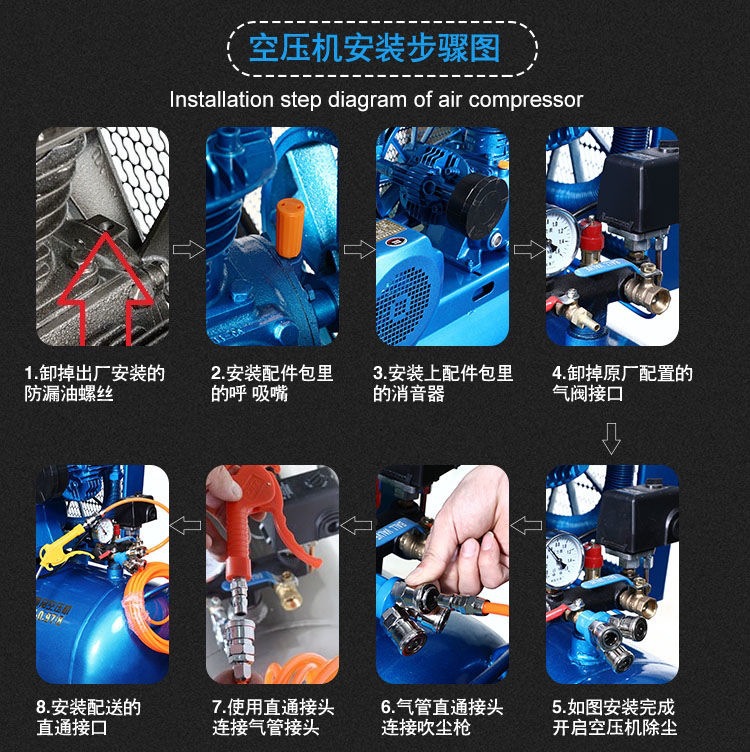 Shanghai Jaguar Air Compressor Industrial-Grade High-Power Air Pump 7.5Kw380V Air Compressor 220V Air Pump