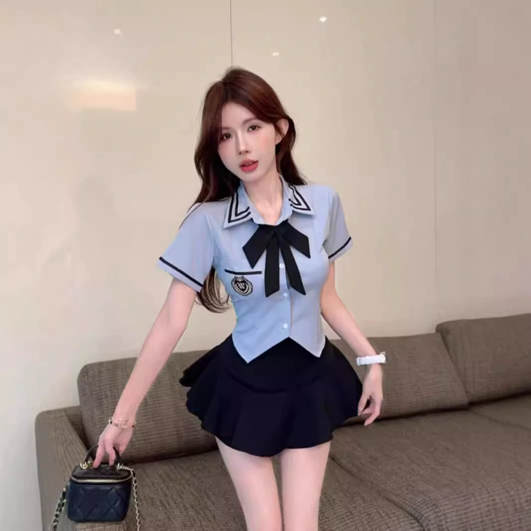 Академический стиль, японский набор рубашки из двух частей, блузка, юбка для торта, юбка на половину, юбка для детей, летний новый модный набор