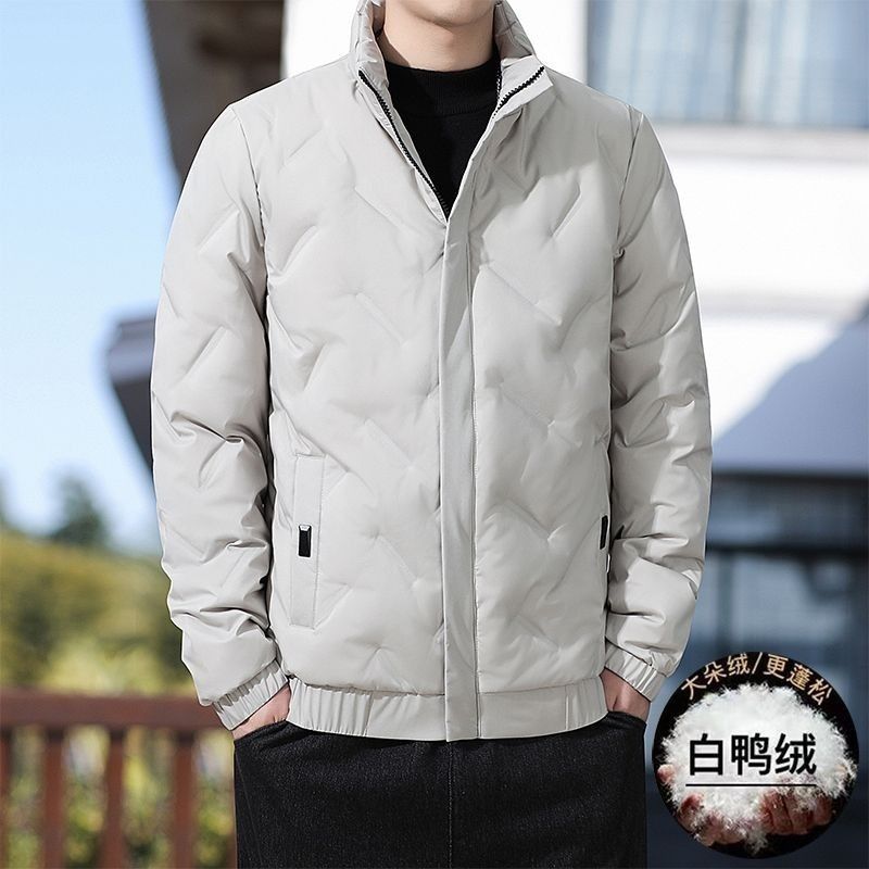 白鸭绒羽绒服保暖外套男士商务立领新款冬季轻薄夹克修身羽绒服男