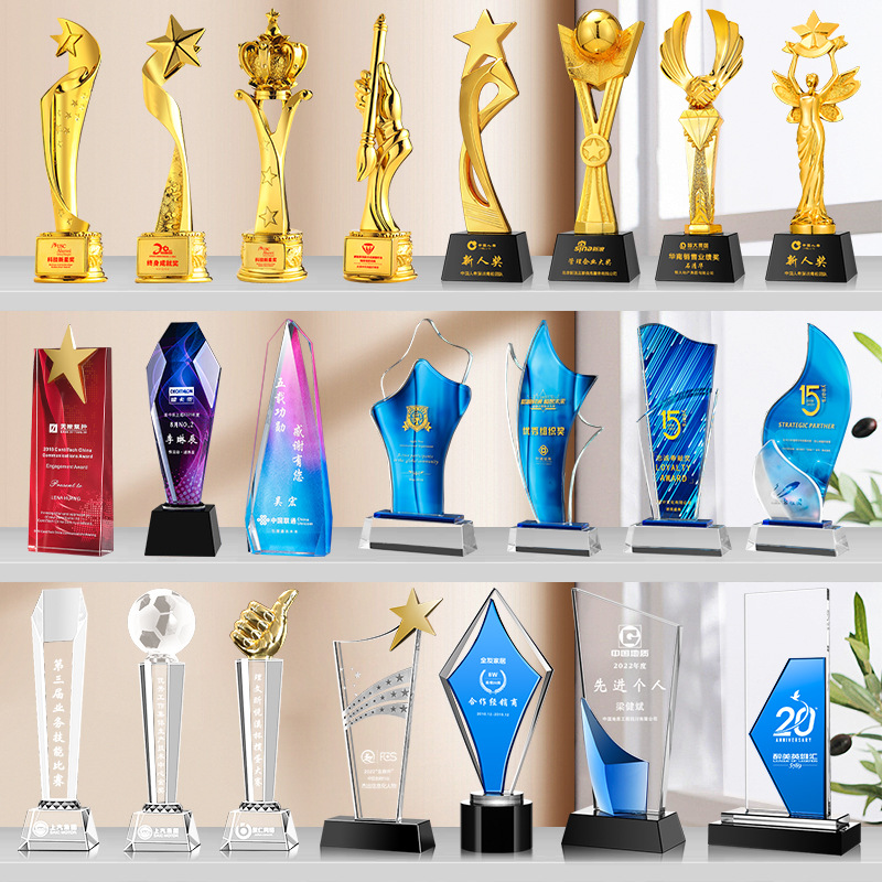 Trofeo de Cristal con Grabado e Impresión a Color, Estrella de Cinco Puntas con Pulgar Hacia Arriba, Medalla Conmemorativa para Empleados de Empresa y Estudiantes, Venta Directa de Fábrica