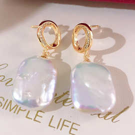 新货方块巴洛克耳扣异形珍珠强光巴洛克淡水珍珠