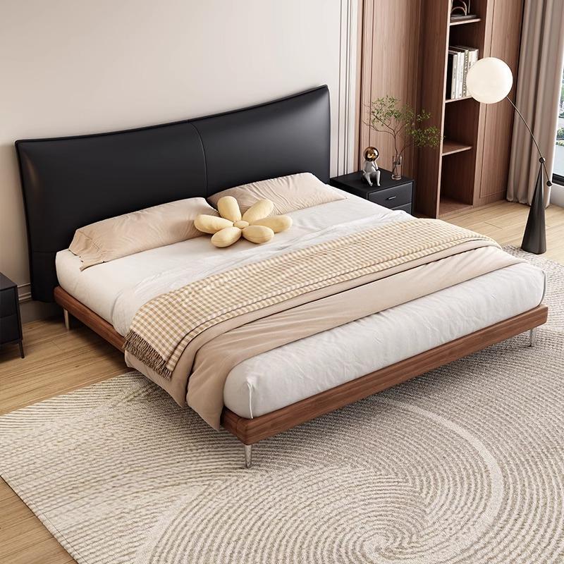中古风真皮床意式极简家用主卧床现代简约婚床双人床卧室皮床bed|undefined