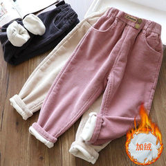 子供服の女の子のコーデュロイのズボンとベルベットの厚い子供の一体のベルベットのカジュアルなズボンの子供の保温のお父さんのズボンの女性