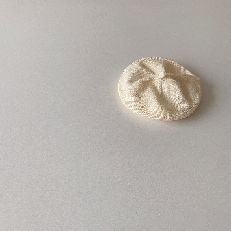 Bebé otoño crema boina color sólido sombrero de punto bebé estilo occidental pintor sombrero niños y niñas todo partido sombrero