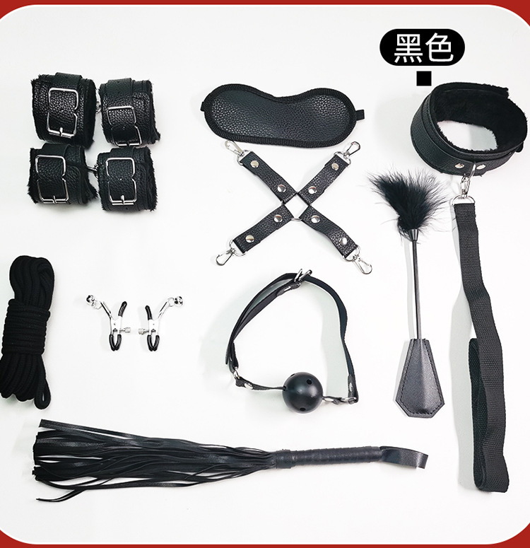 Jiuai SM Bondage Ten-Piece Set, Plush Handcuffs and Nipple Clamps, Couples Training Kit — detail image 14