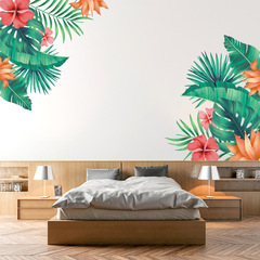 Factory direct sales new green leaves and red flowers plant wall stickers living room bedroom children's room corridor decorative painting PDY131