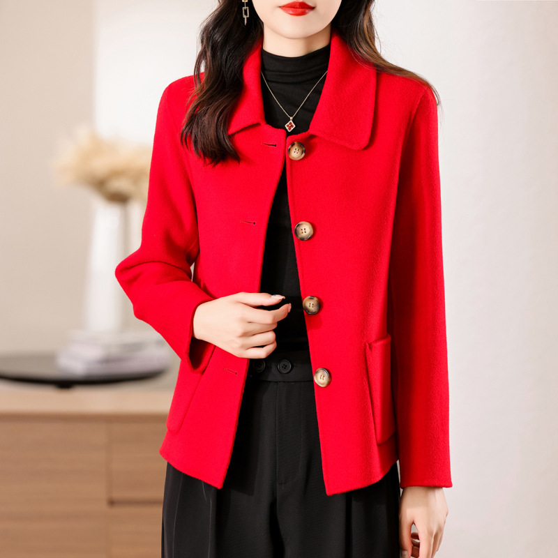 Autumn and Winter New Double-Sided Cashmere Outwear for Women, Short, Loose, Classy Pure Wool Simple Woolen Outwear for Women