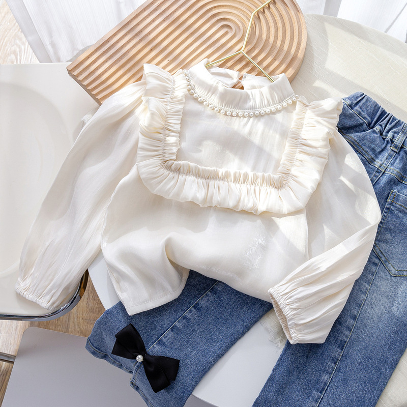 Sweetheart Daddy Girls' Korean Style Shirt 2026 Spring New Fashionable Children's Shirt for Girls Baby Spring and Autumn Top