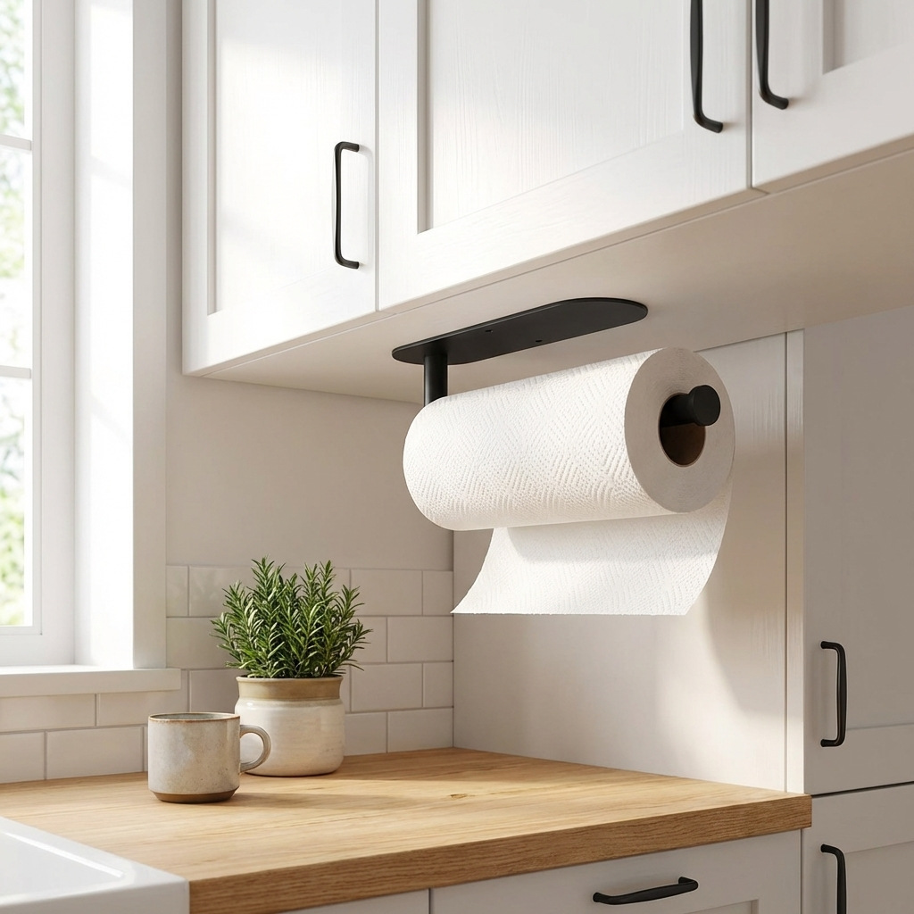 Dual-purpose stainless steel wall-mounted paper towel holder for kitchen and bathroom, self-adhesive, no-drill required, towel rack, cling film storage rack, roll paper holder