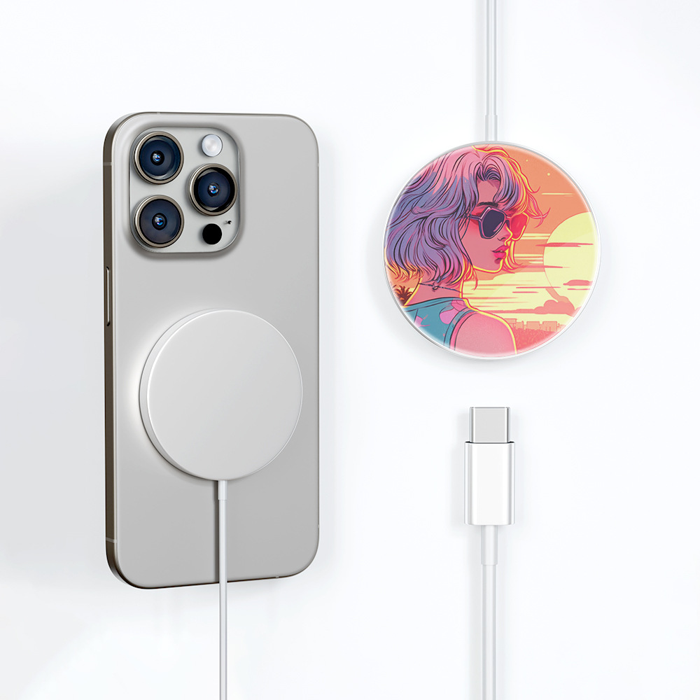 Cargador inalámbrico de transferencia térmica directa de fábrica adecuado para Apple 12 series personalizado sublimación cargador inalámbrico