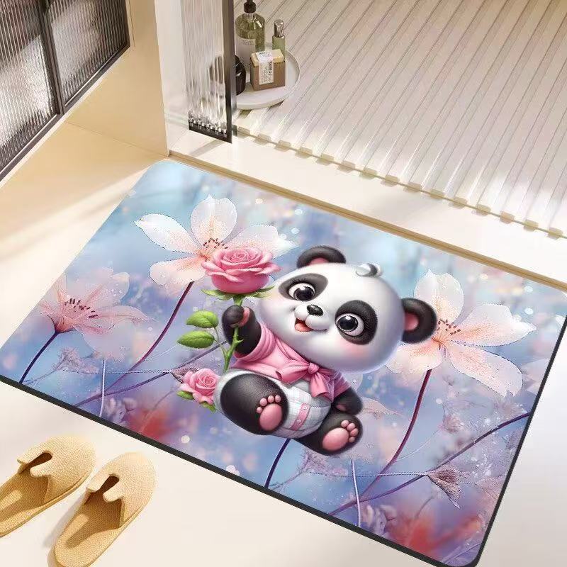 3D estereoscópico alfombra de suelo de baño inodoro puerta de absorción de agua alga de barro esterilla antideslizante inodoro doméstico puerta de entrada esterilla